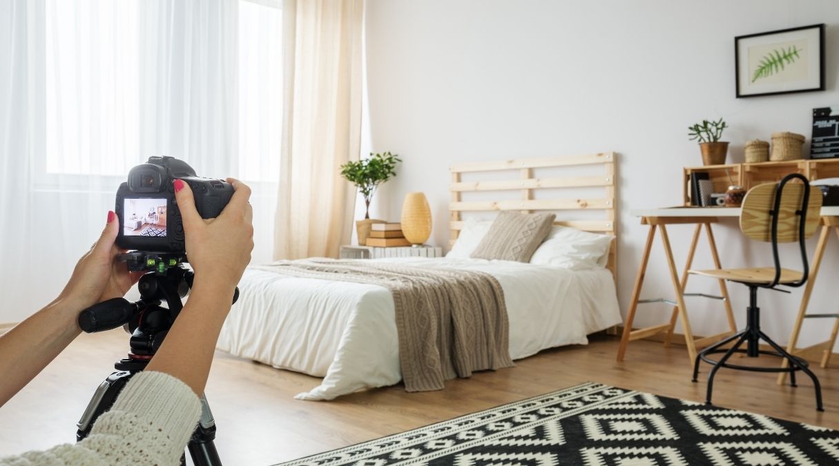 taking photo of a bedroom