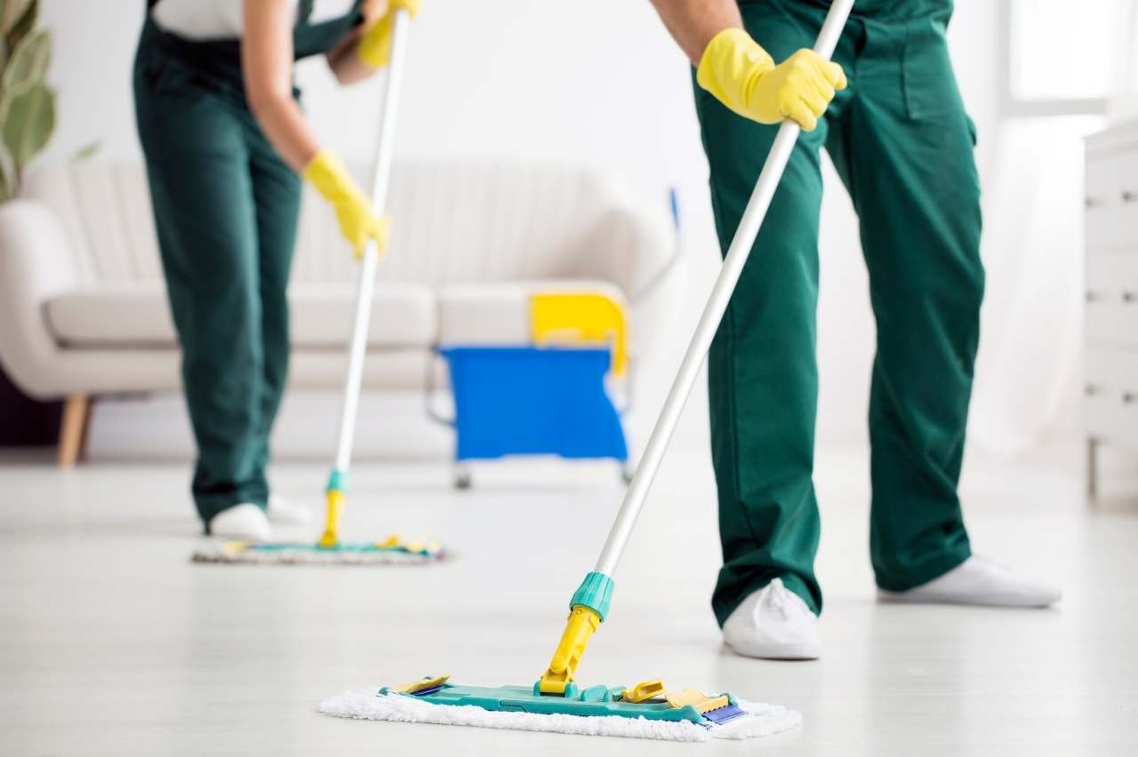 mopping the floors